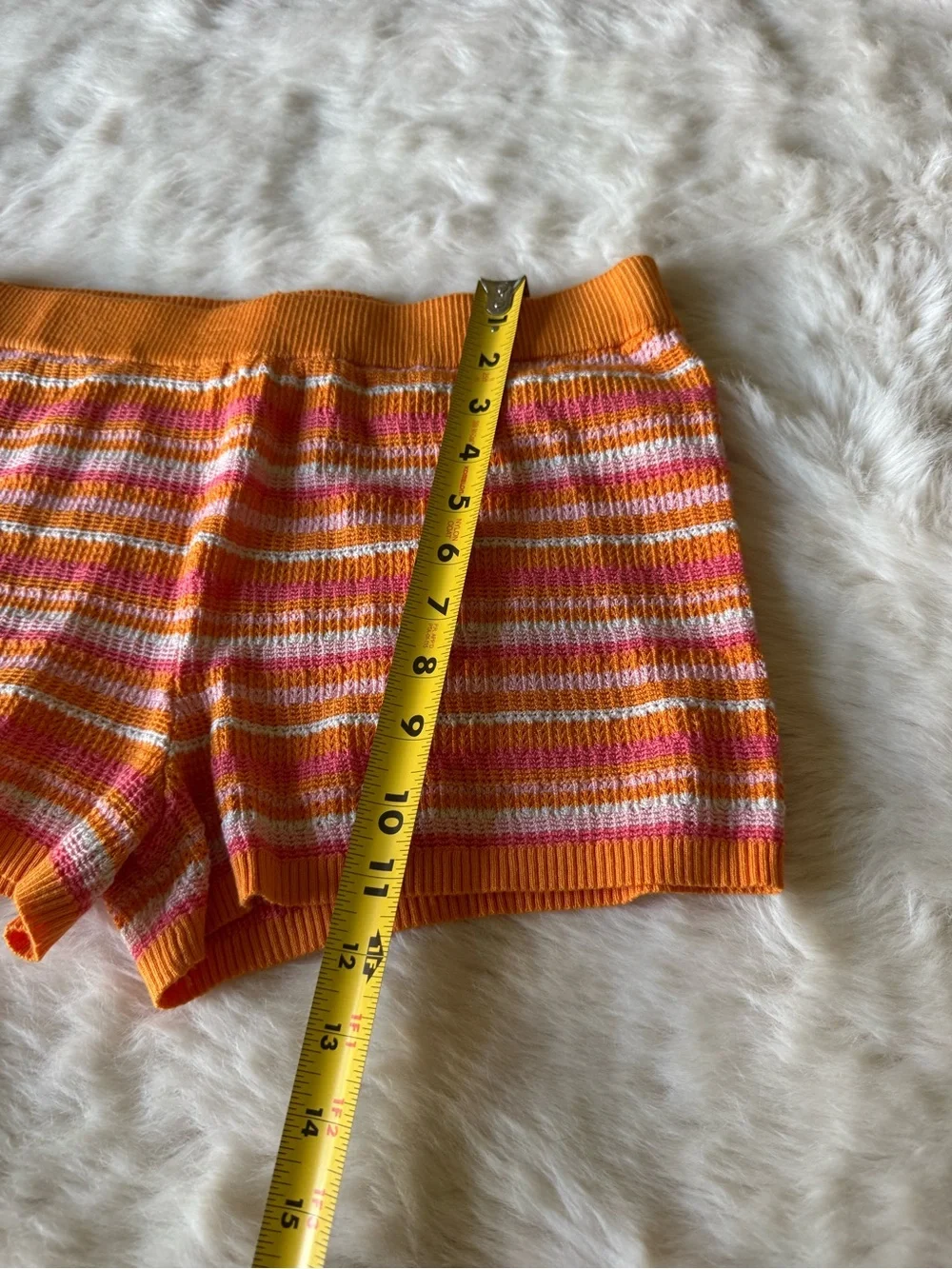 Pink Rose Orange Pink Striped Knit Swim Shorts